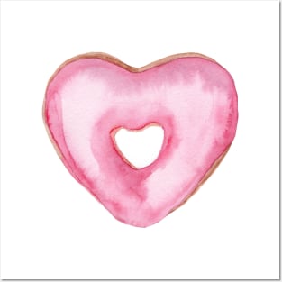 Pink heart donut Posters and Art